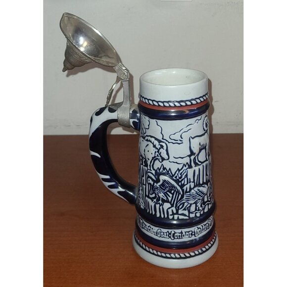 1976 AVON Collectible Beer Stein with Lid Rocky Mountain Wildlife Made in Brazil - Picture 4 of 7